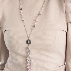 Paparazzi Tasseled Treasure Pink Necklace and Earring Set